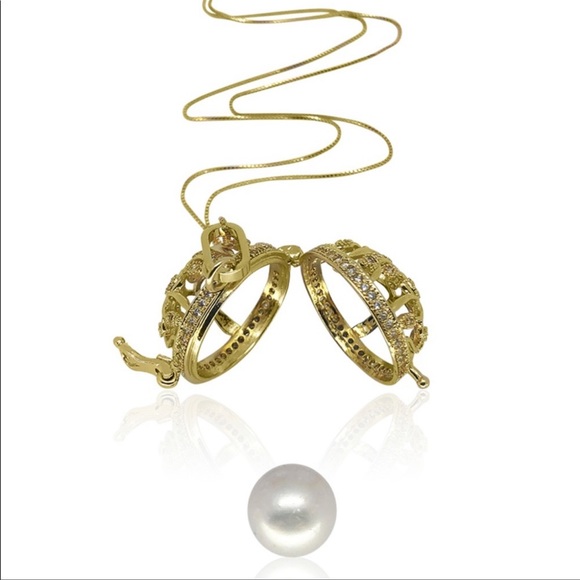 18k Tree of Life Stunning Freshwater Pearl + Diamond Locket Pendant NWOT - Picture 2 of 8